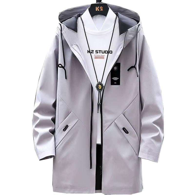 Windbreaker Jackets Men's Autumn Casual Long Trench Coat