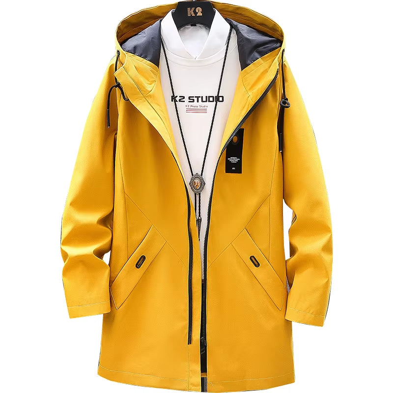 Windbreaker Jackets Men's Autumn Casual Long Trench Coat